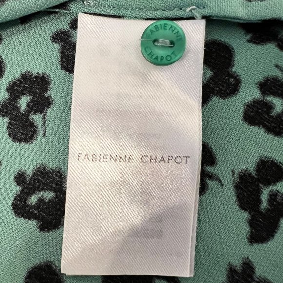 FABIENNE CHAPOT Anthro‎ Green Floral Tie Waist Viscose Shirt Dress Sz Large - Picture 6 of 11